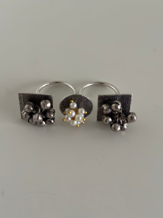 Silver Oxidised 2Fingers Ring | Adjustable Finger Ring