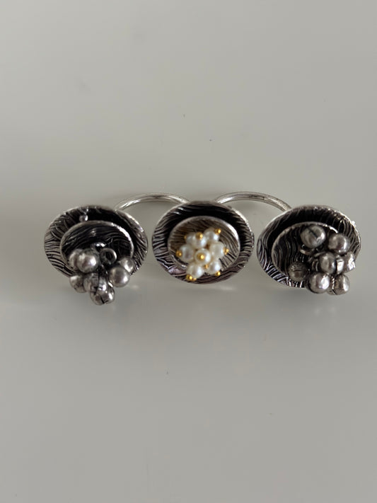 Silver Oxidised 2Fingers Ring | Indian Jewelry