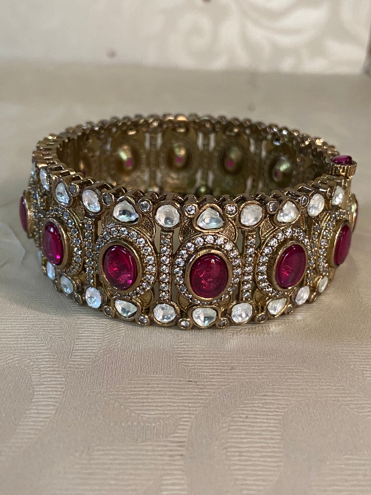 Victorian Kundan Polki & Ruby Stone Bangle