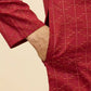 Maroon Linear Printed Kurta