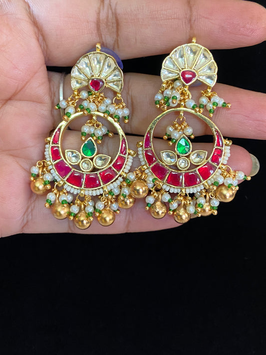 Jadau Kundan Chandbali Earrings |  Ahmadabadi Kundan jewelry | Traditional Jewelry in USA