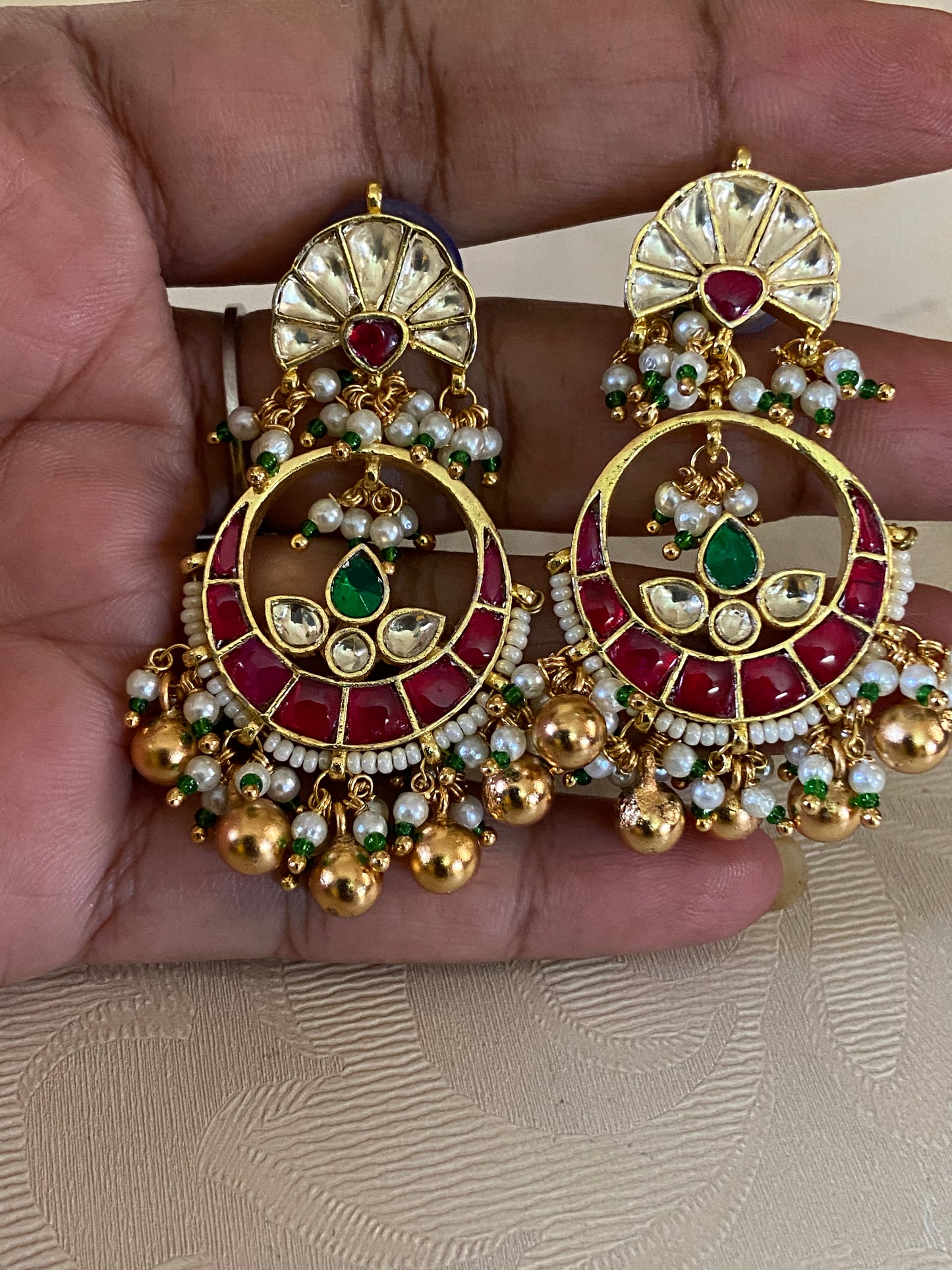 Jadau Kundan Chandbali Earrings |  Ahmadabadi Kundan jewelry | Traditional Jewelry in USA