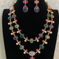 Natural Stones Multicolour Fusion 2Layer Necklace Set | Latest Indian jewelry