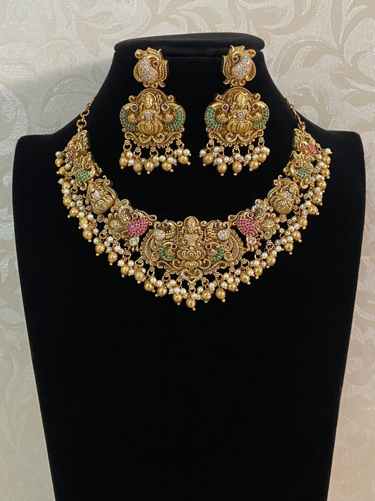Antique Lakshmi Necklace Set | Traditional Jewelry In USA