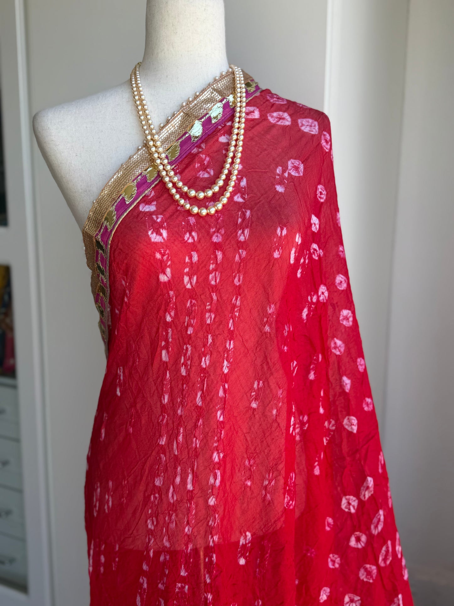 Gotta Patti Border Bandhini Silk Dupatta | Party Wear Dupatta
