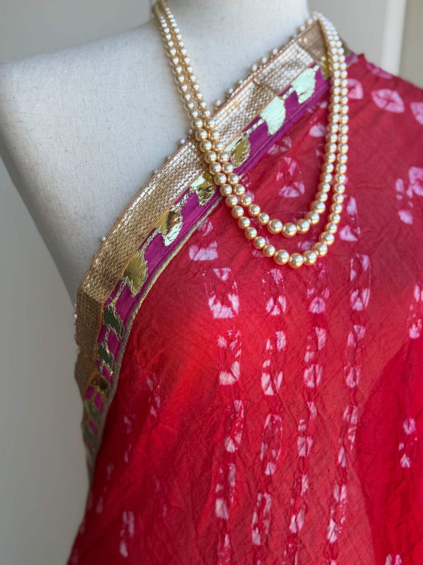 Gotta Patti Border Bandhini Silk Dupatta | Party Wear Dupatta