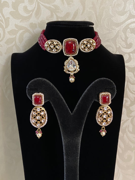 Kundan & AD Choker With Earring | Indian Necklace