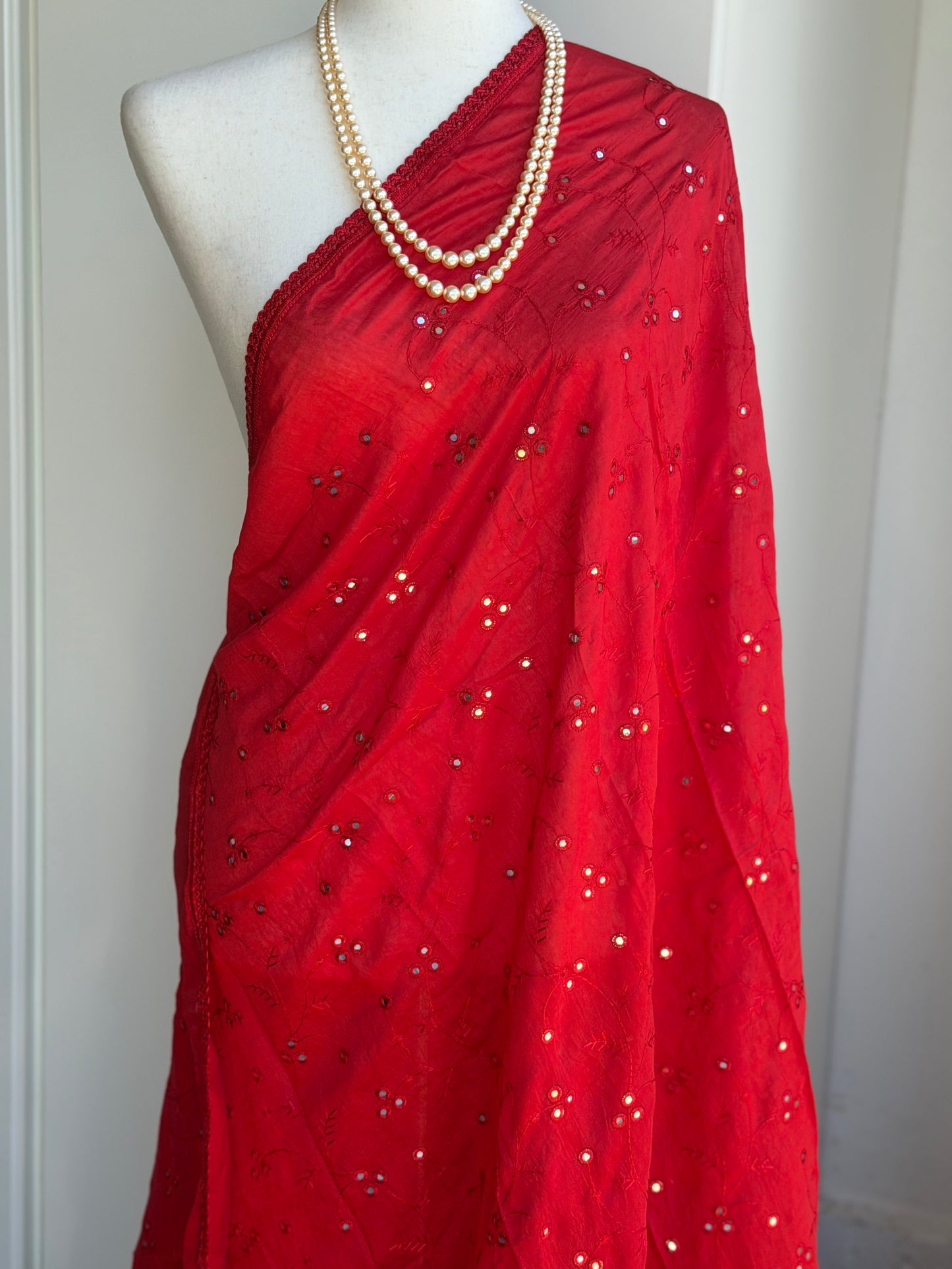 Chanderi Embroidered Dupatta | Mirror Work Dupatta | Party Wear Dupatta