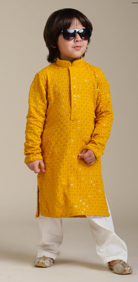 Mustard Magnetism Boys Kurta Pajama