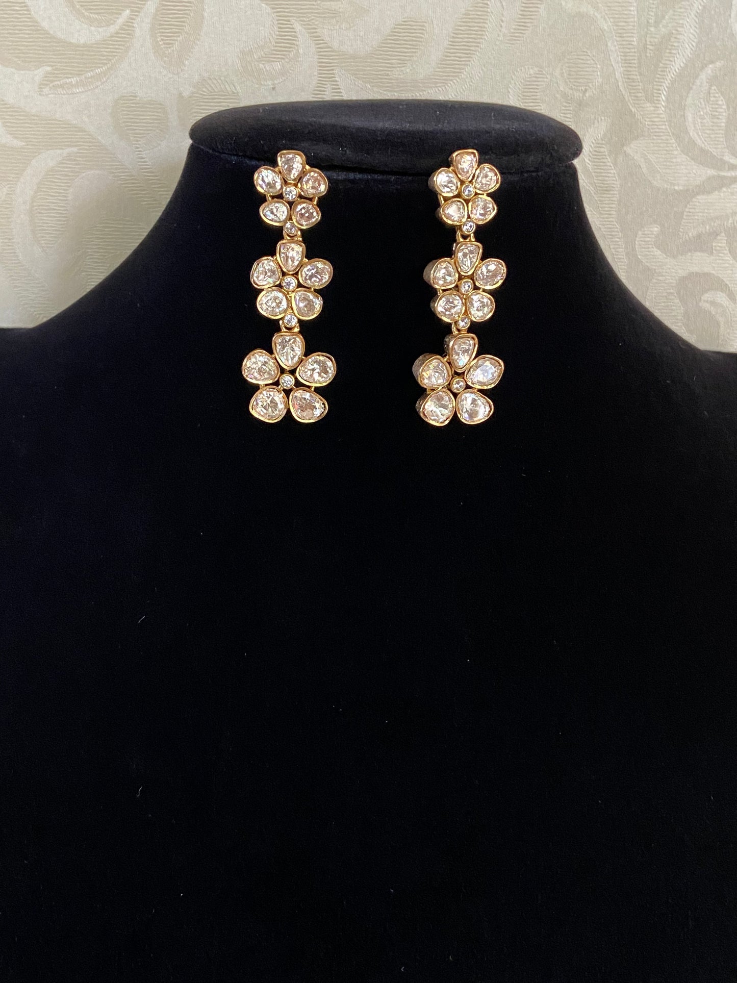 Polki Flower Drops Earrings