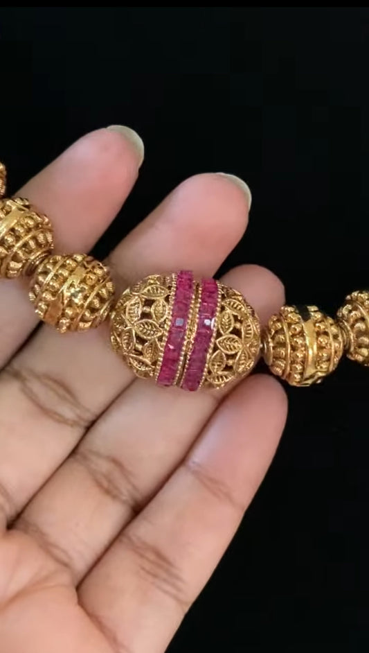 Gold Bold Beads Mala Necklace | Latest Indian jewellery