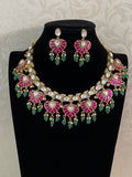 Moissanite & Jadau Fusion Bridal Necklace Set | Indian Jewelry