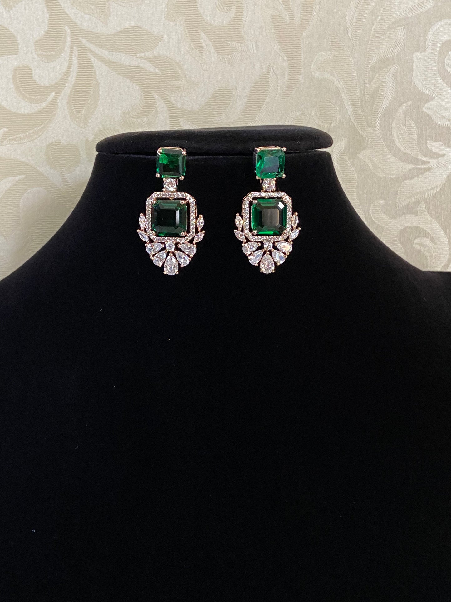 AD Kundan Rose Gold Earrings | Indian Earrings
