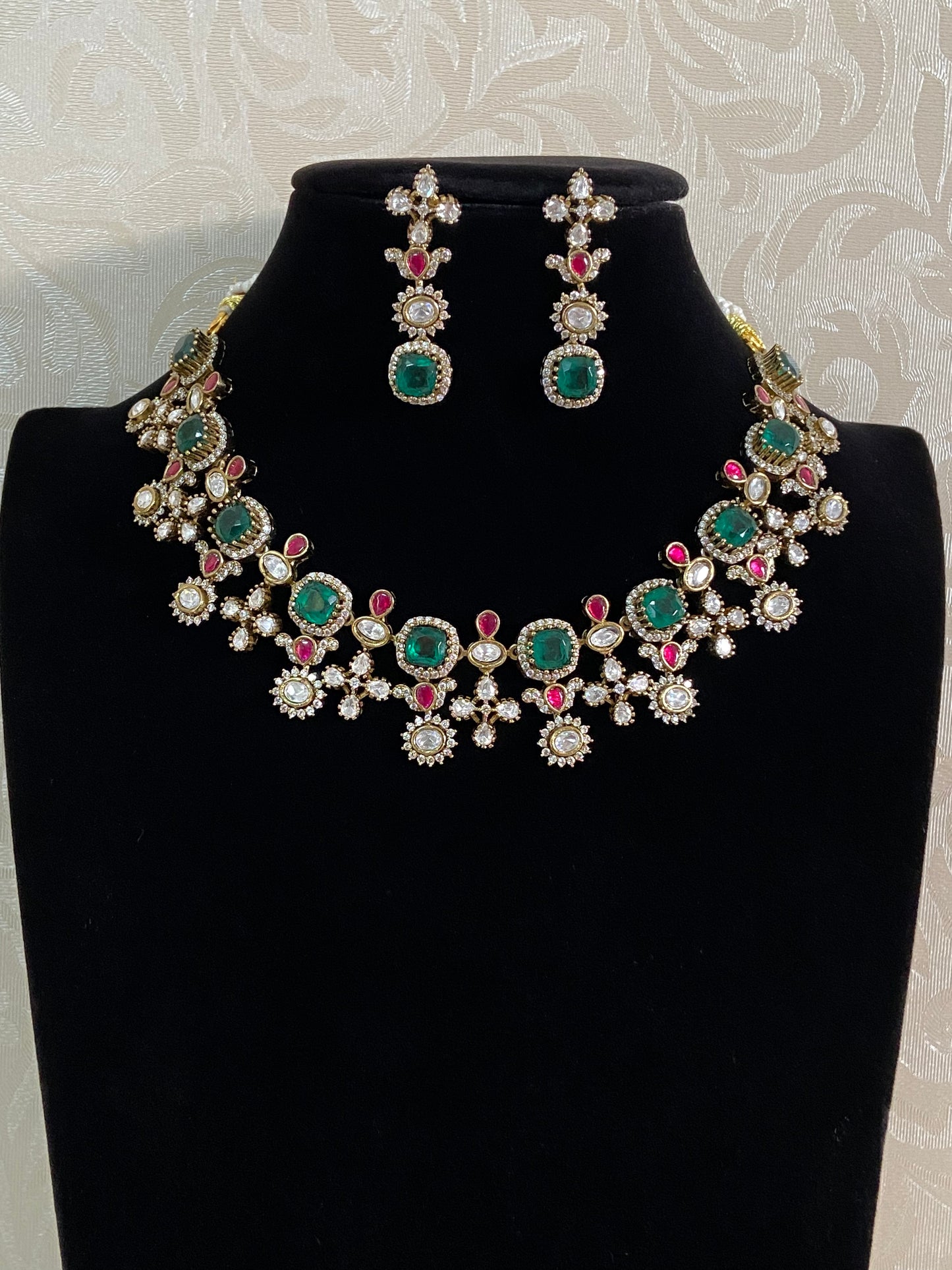 Moissanite Emerald  Ruby Necklace Set | Latest Jewelry In USA