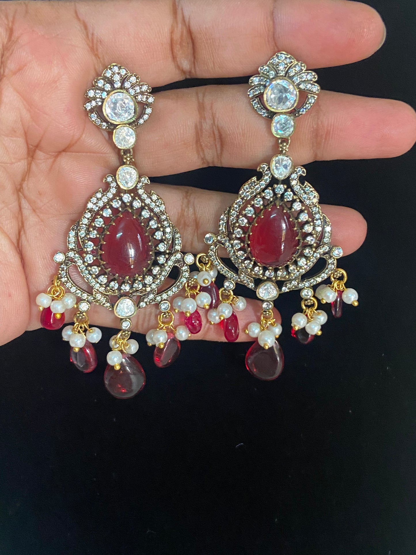 Victorian Polki Kundan Earrings | Indian Earrings In USA