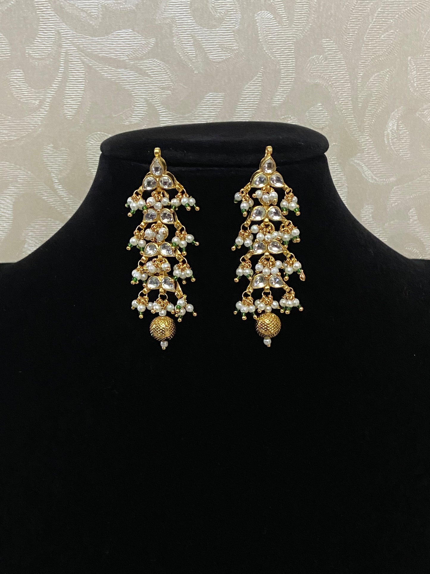 Ahmadabadi Kundan Pearl Earrings | Indian Earrings |  Ahmadabadi Kundan jewelry