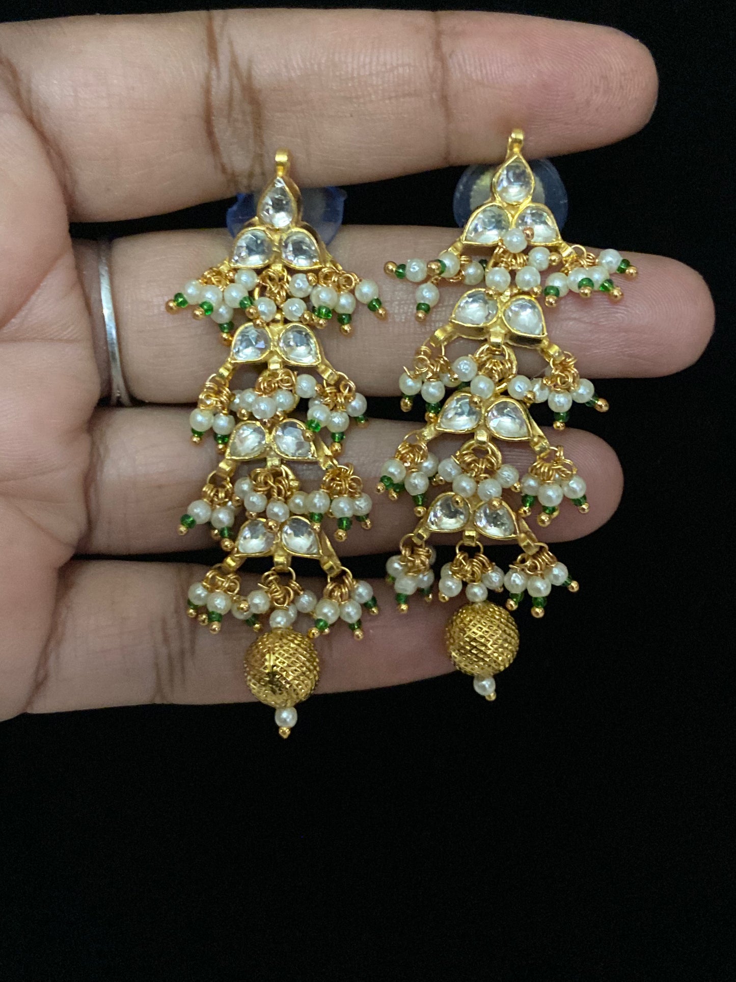 Ahmadabadi Kundan Pearl Earrings | Indian Earrings |  Ahmadabadi Kundan jewelry