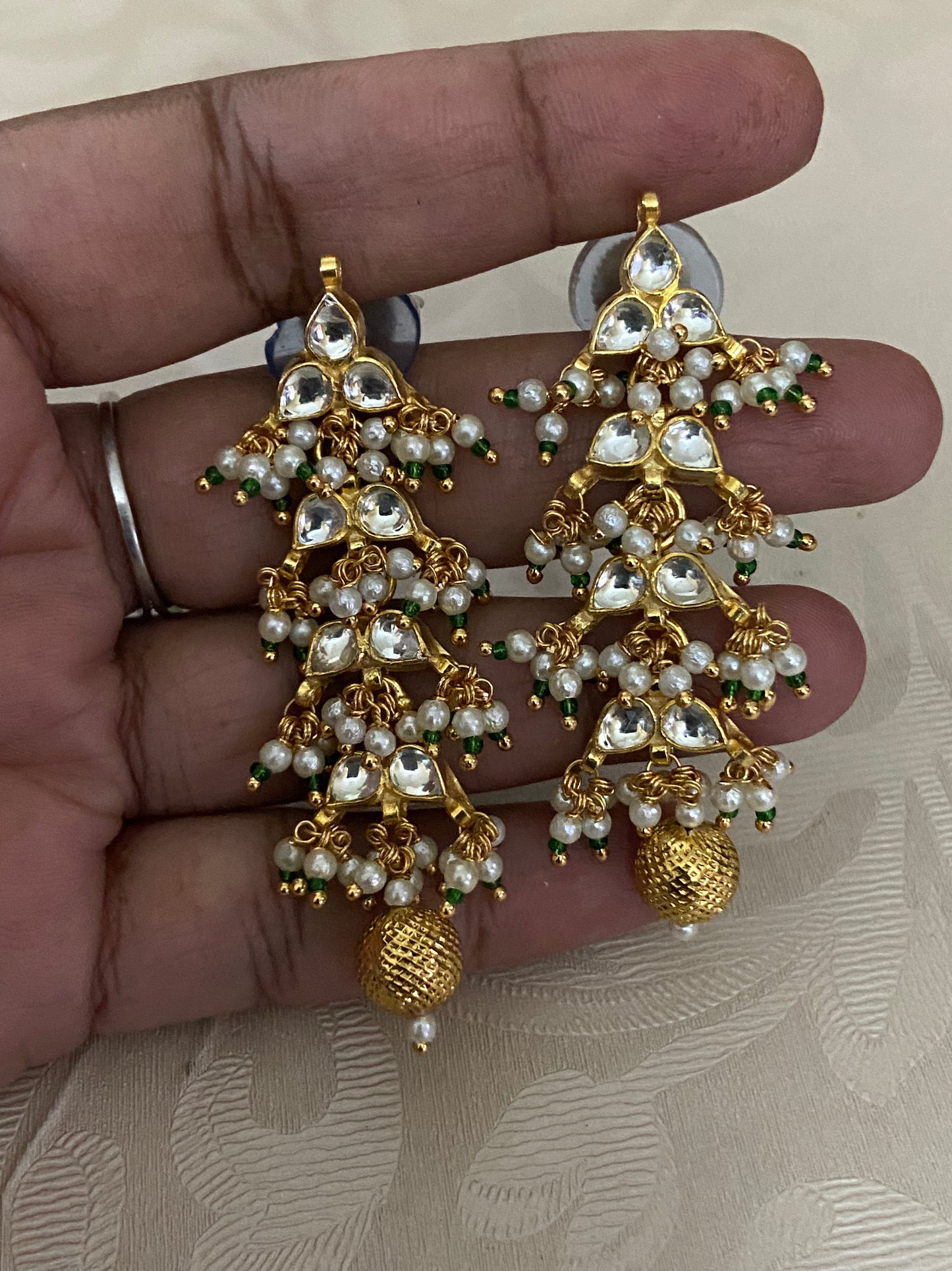Ahmadabadi Kundan Pearl Earrings | Indian Earrings |  Ahmadabadi Kundan jewelry