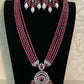 AD Pendant Beads Long Necklace With Earrings | Indian Jewelry