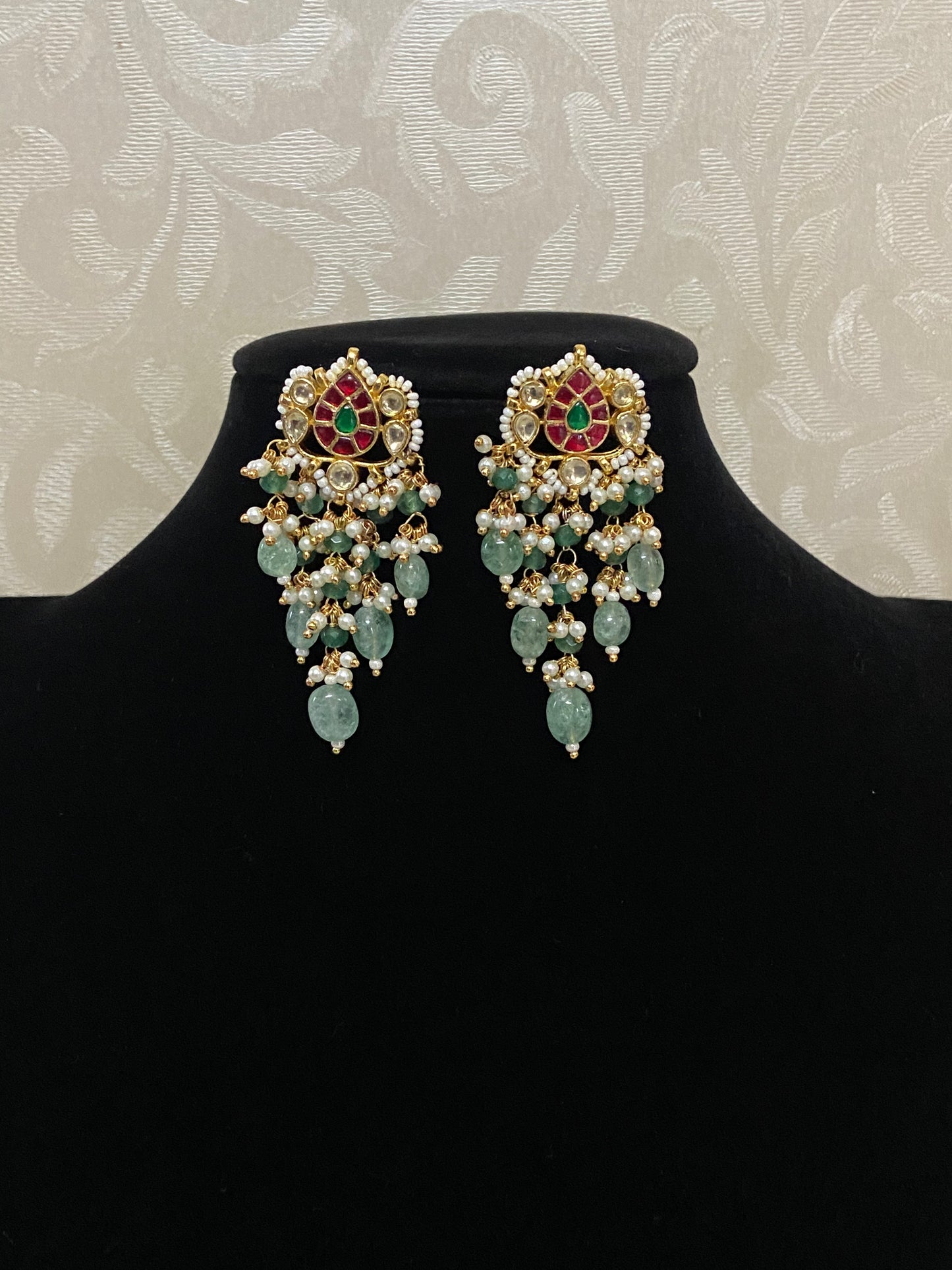 Jadau Kundan Earrings | Ahmadabadi Kundan jewelry |  Indian Earrings