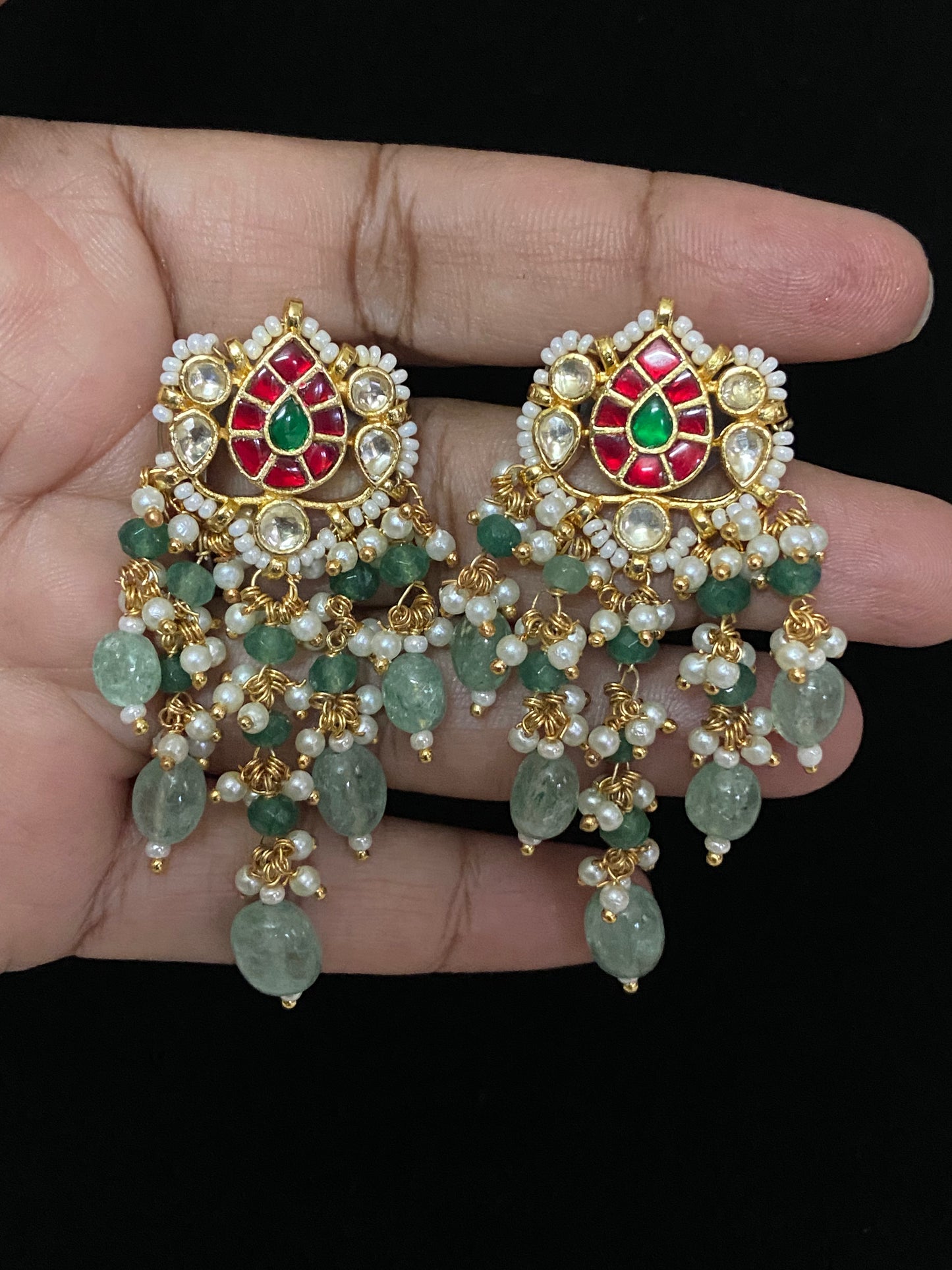 Jadau Kundan Earrings | Ahmadabadi Kundan jewelry |  Indian Earrings