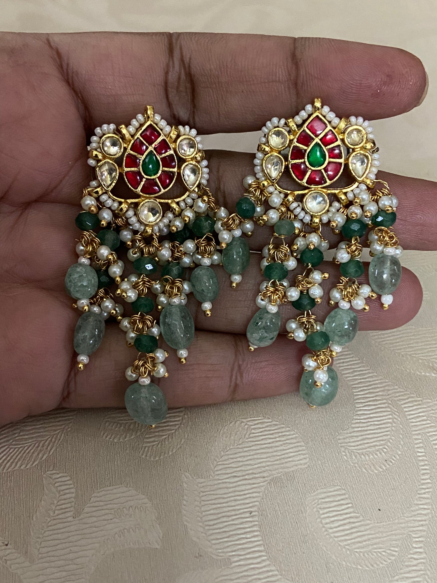 Jadau Kundan Earrings | Ahmadabadi Kundan jewelry |  Indian Earrings