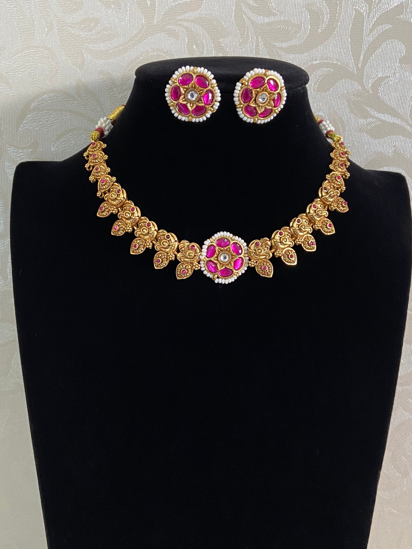 Jadau Antique Necklace With Studs | Indian Jewelry In USA