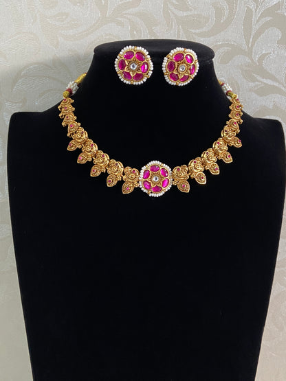 Jadau Antique Necklace With Studs | Indian Jewelry In USA