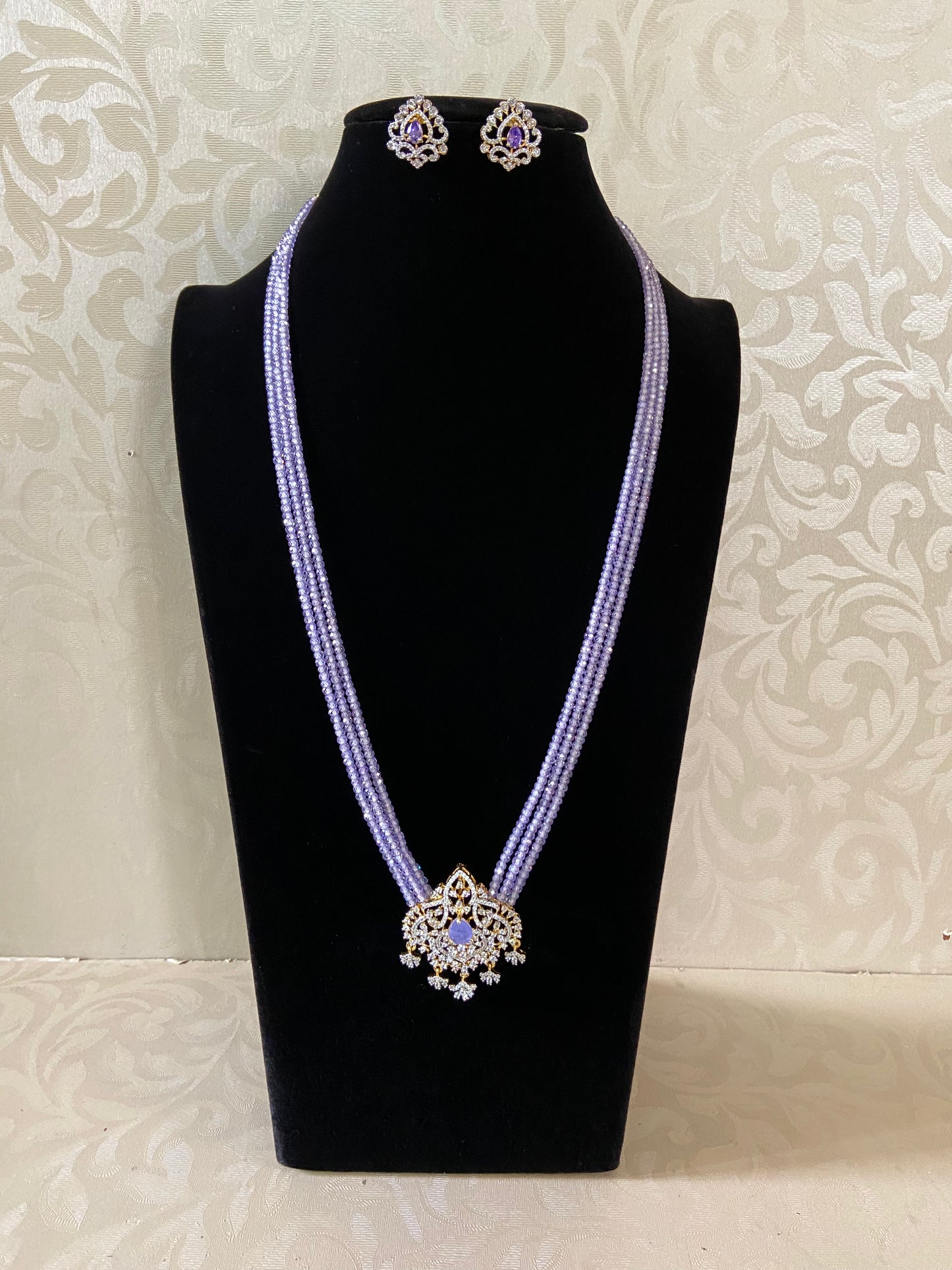 AD Pendant glass Beads Mala Necklace | Indian Necklace