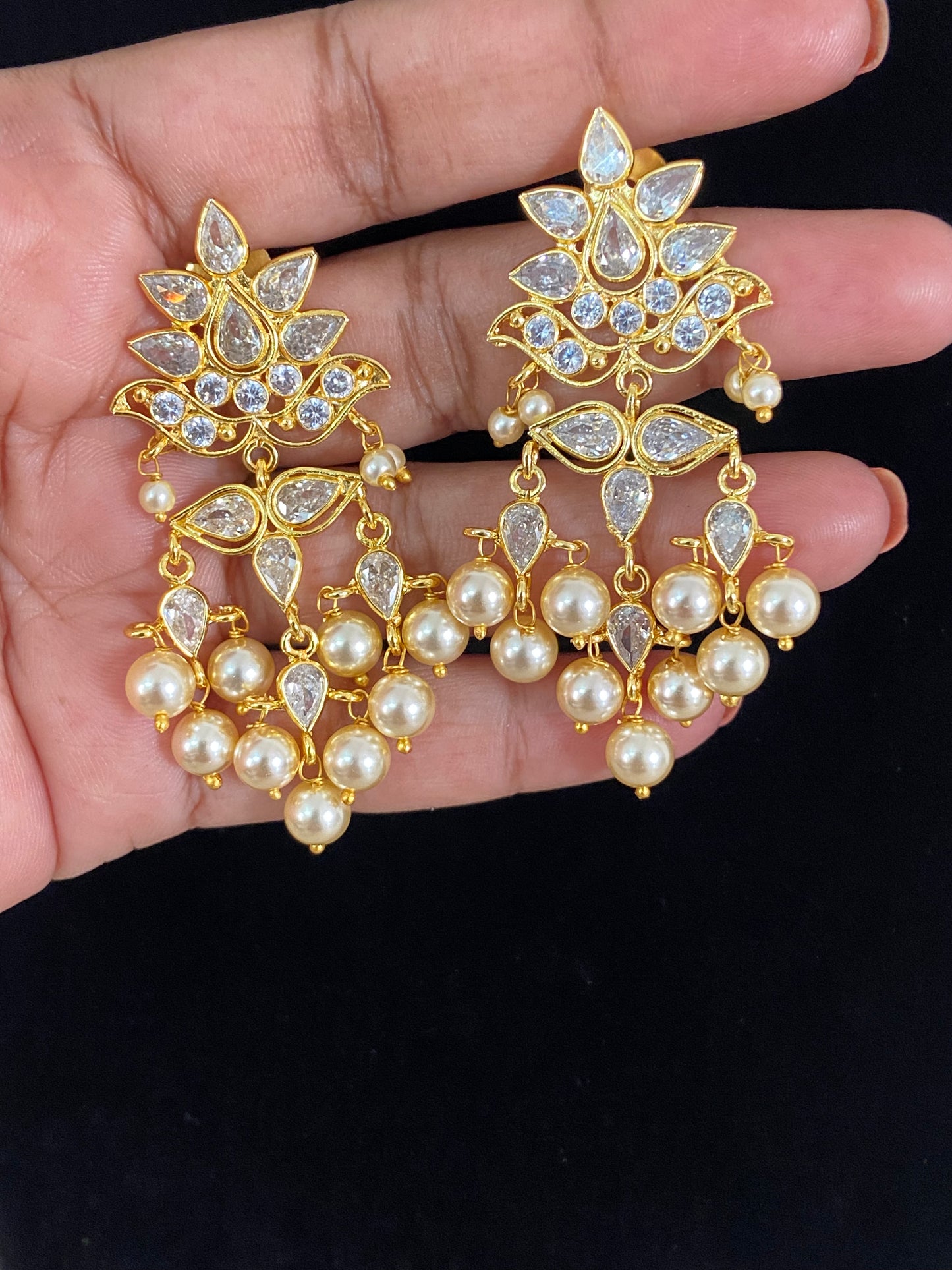 AD Pearl Earrings | Indian Jewelry In USA