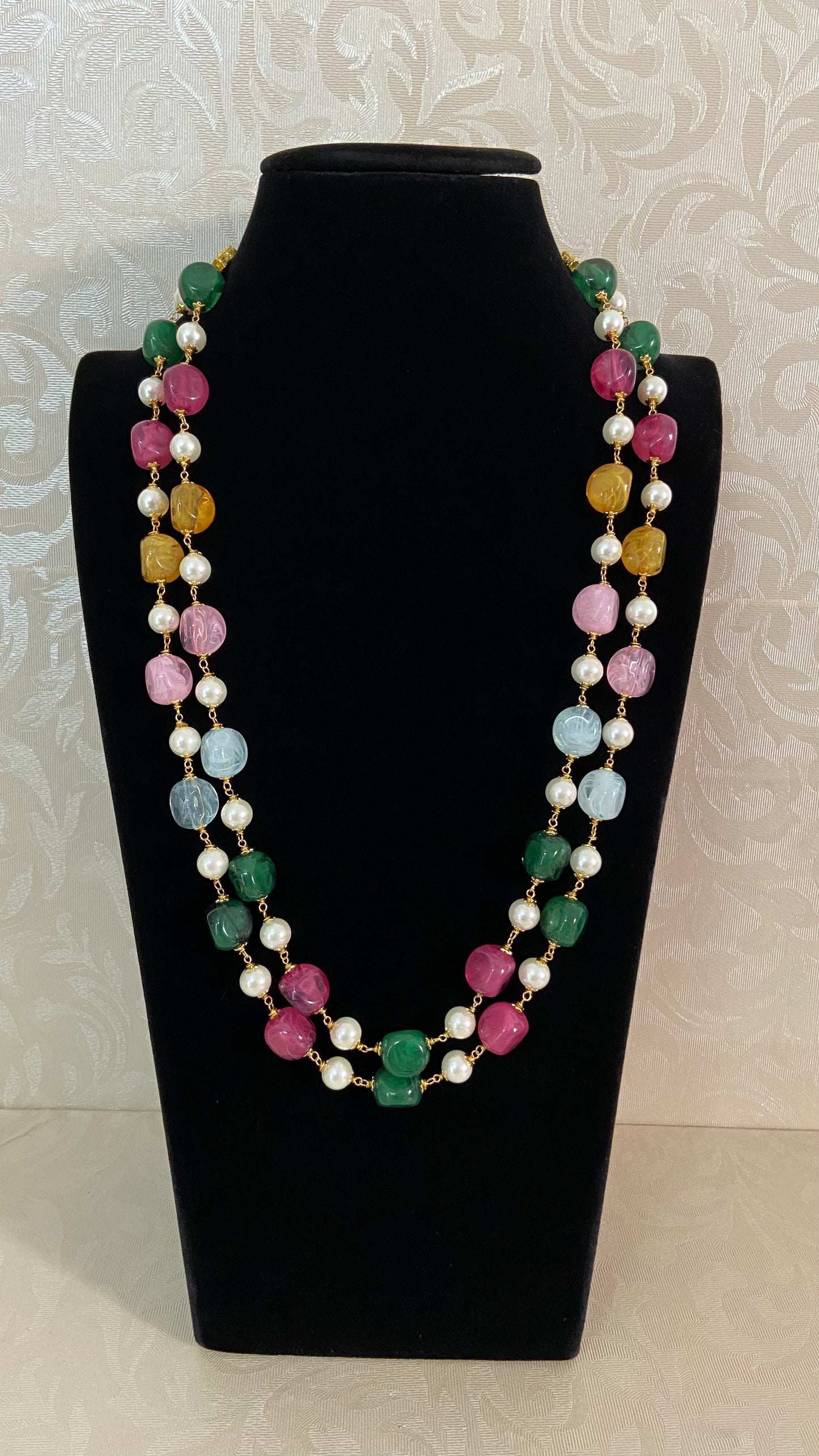 Two Layered Beads & Pearl Mala | Indian Beads Jewelry