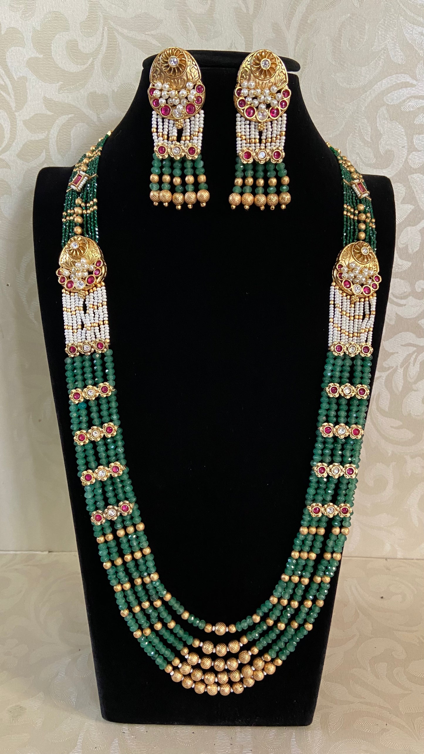 Traditional 5Layer Beads Necklace Set | Indian Traditional Jewelry