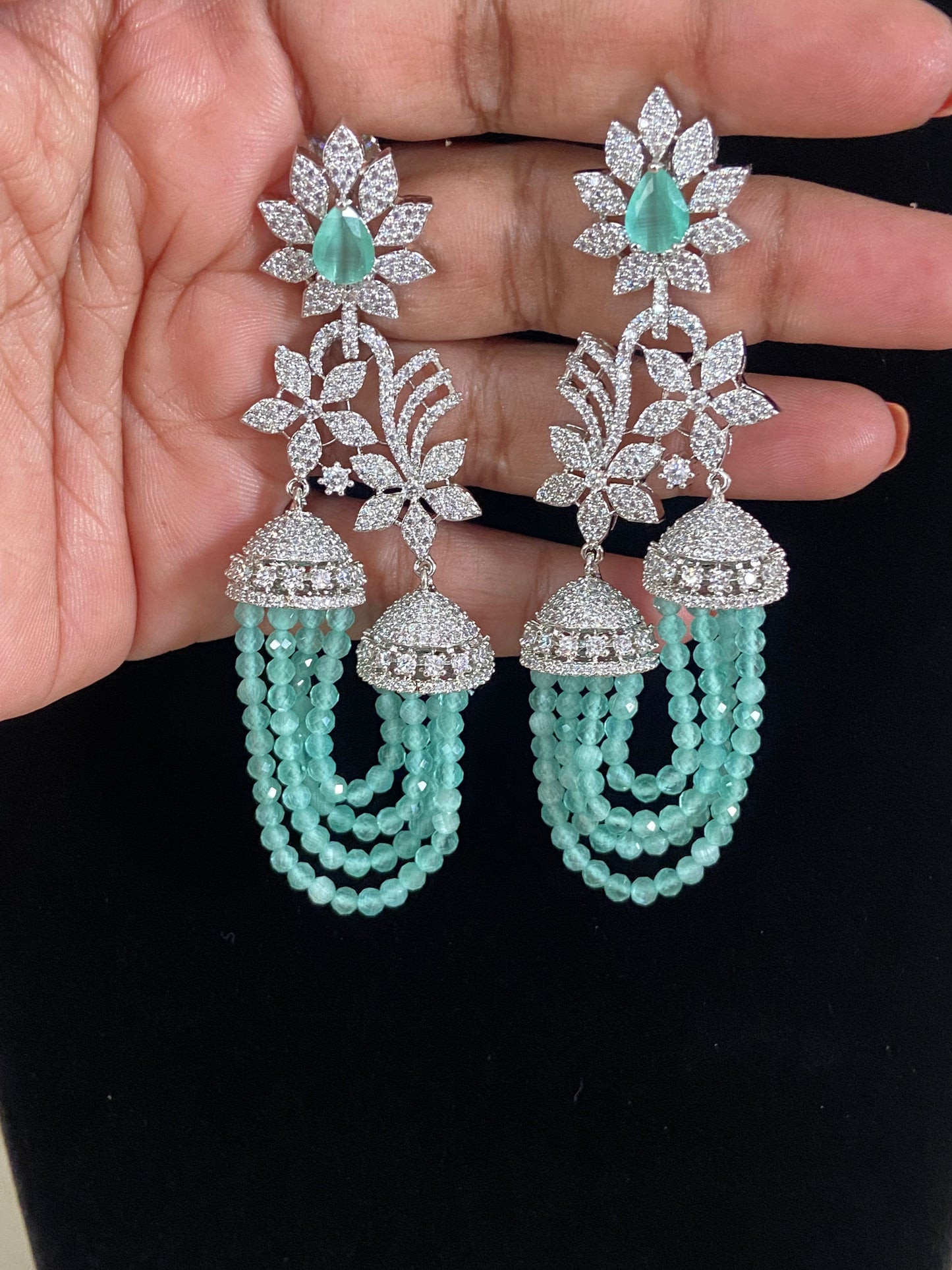 AD Fancy Floral Earrings | Indian Jewelry In USA | Gift Ideas