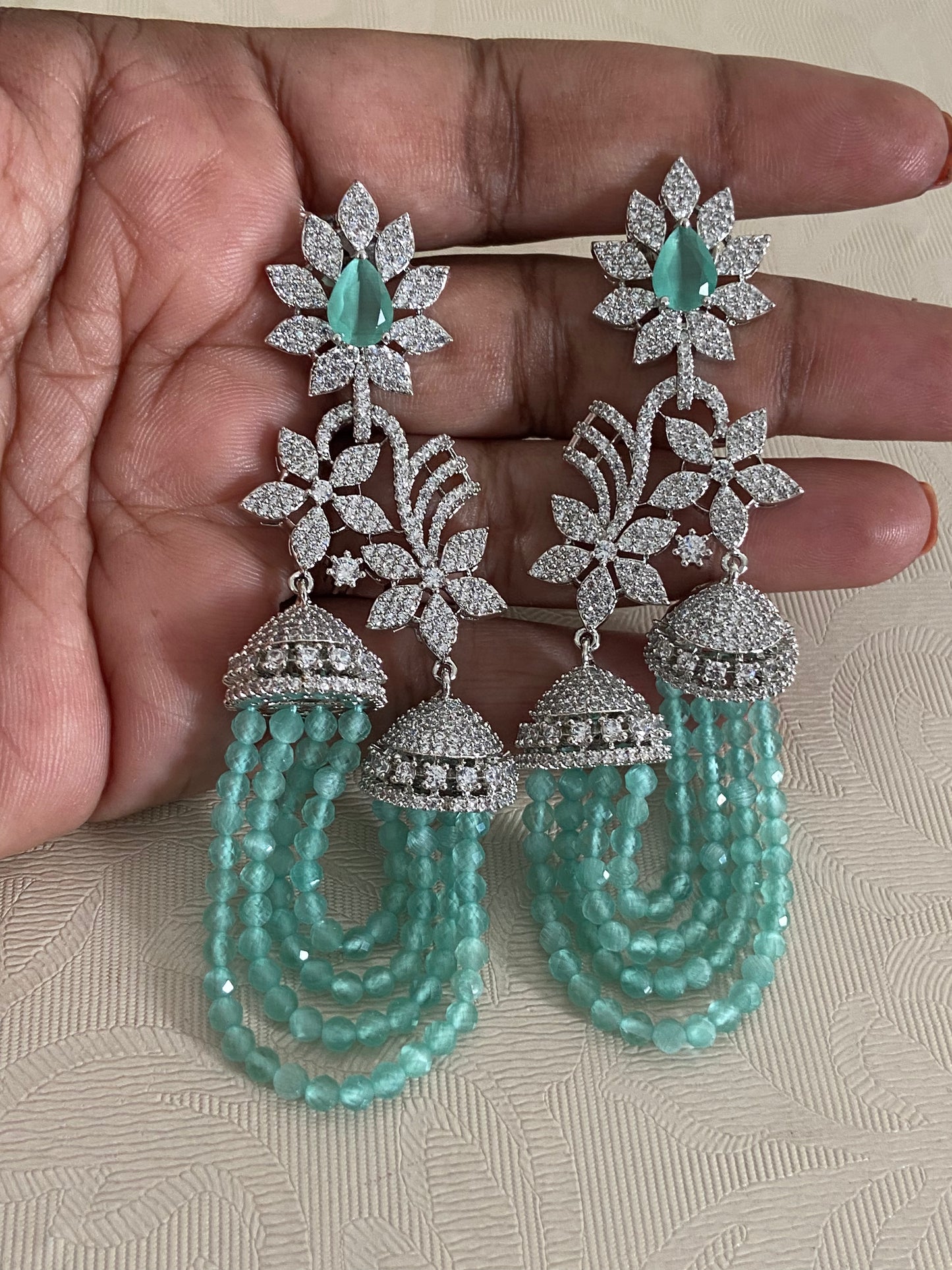AD Fancy Floral Earrings | Indian Jewelry In USA | Gift Ideas