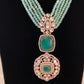 Moissanite pendant Green Beads Mala Necklace With Jumki Earrings