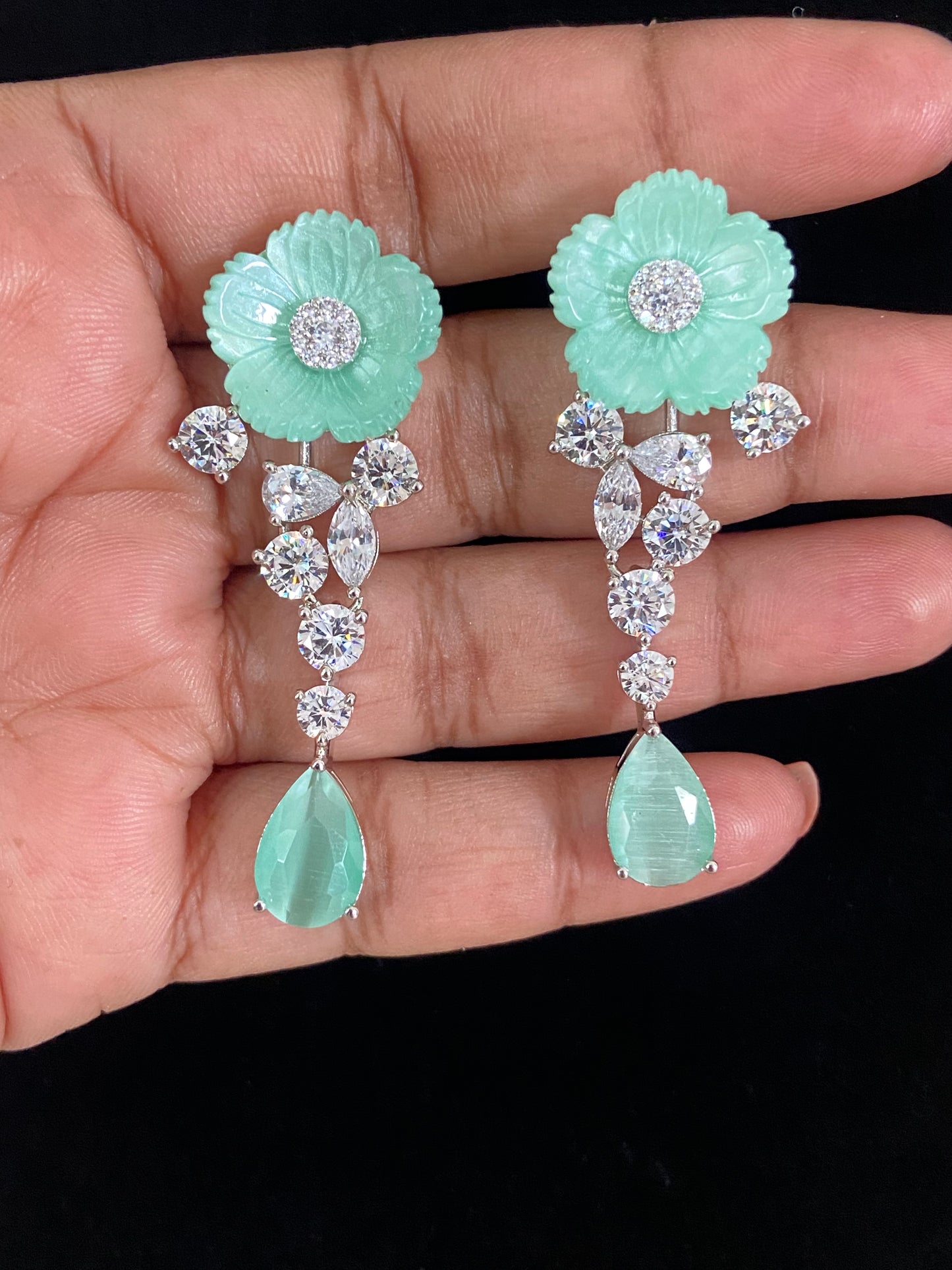 Beautiful Flower AD Earrings | Latest Indian Jewelry In USA