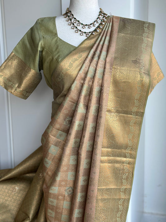 South Indian Kanjivaram Silk Saree | Kanjivaram Pattu Saree | Indian Traditional Saree | Bridal Saree