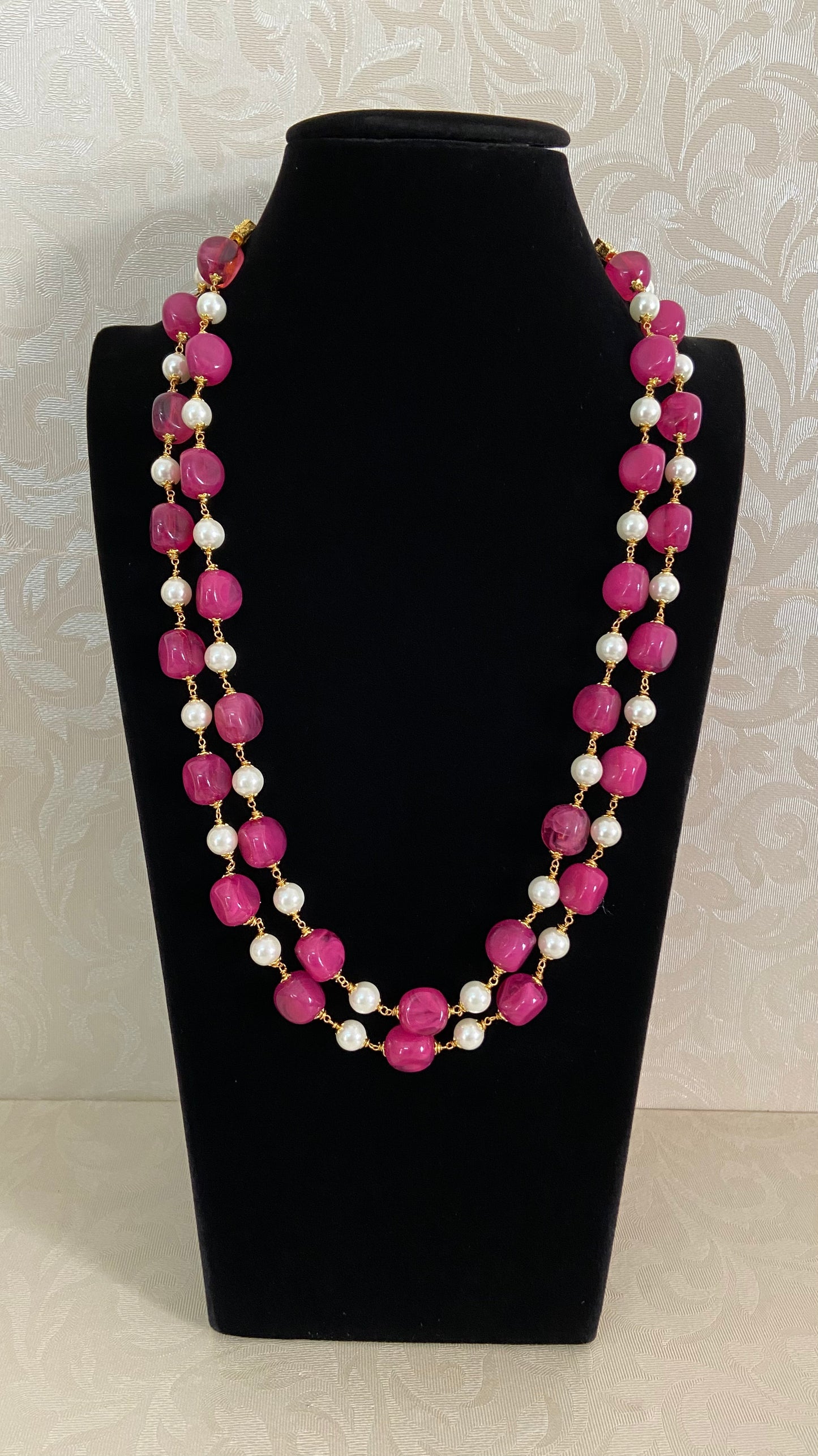 Two Layered Beads & Pearl Mala | Indian Beads Jewelry