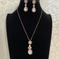 Elegant Teardrop Kundan Pendant  Necklace with Earrings