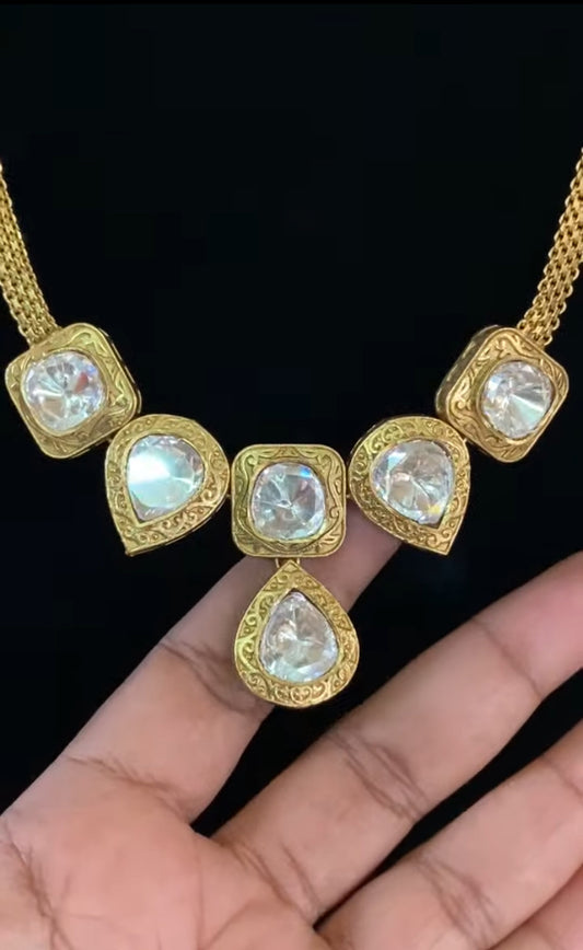 Moissanite Kundan Pendant Necklace | Indian jewelry