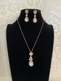 Elegant Teardrop Kundan Pendant  Necklace with Earrings