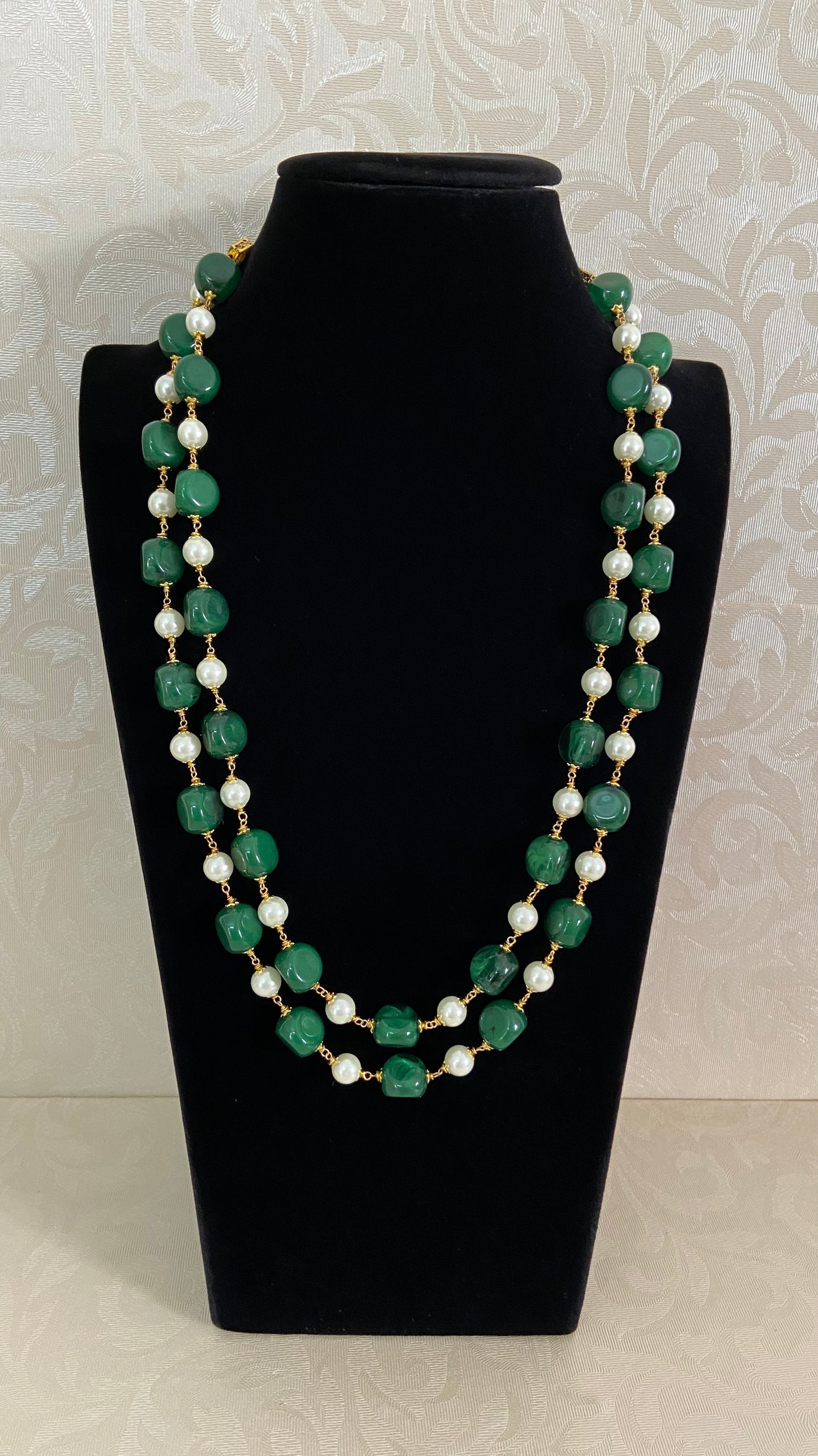 Two Layered Beads & Pearl Mala | Indian Beads Jewelry