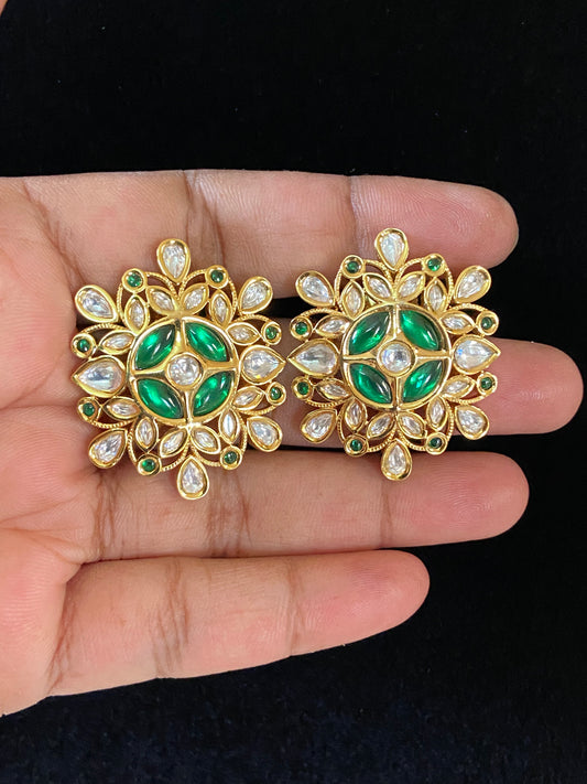 Polki Kundan Stud Earrings | Indian Jewelry