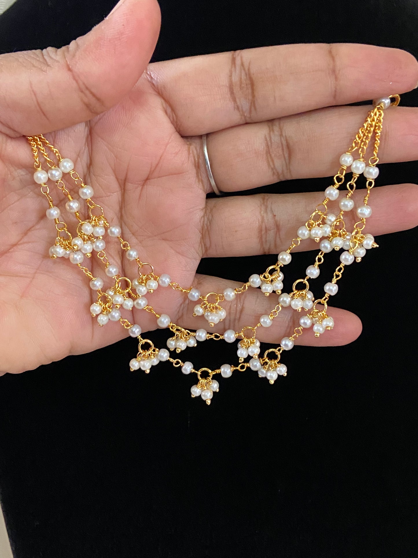 Pearl  Ear Chains | Hair accessories | Champaswaralu