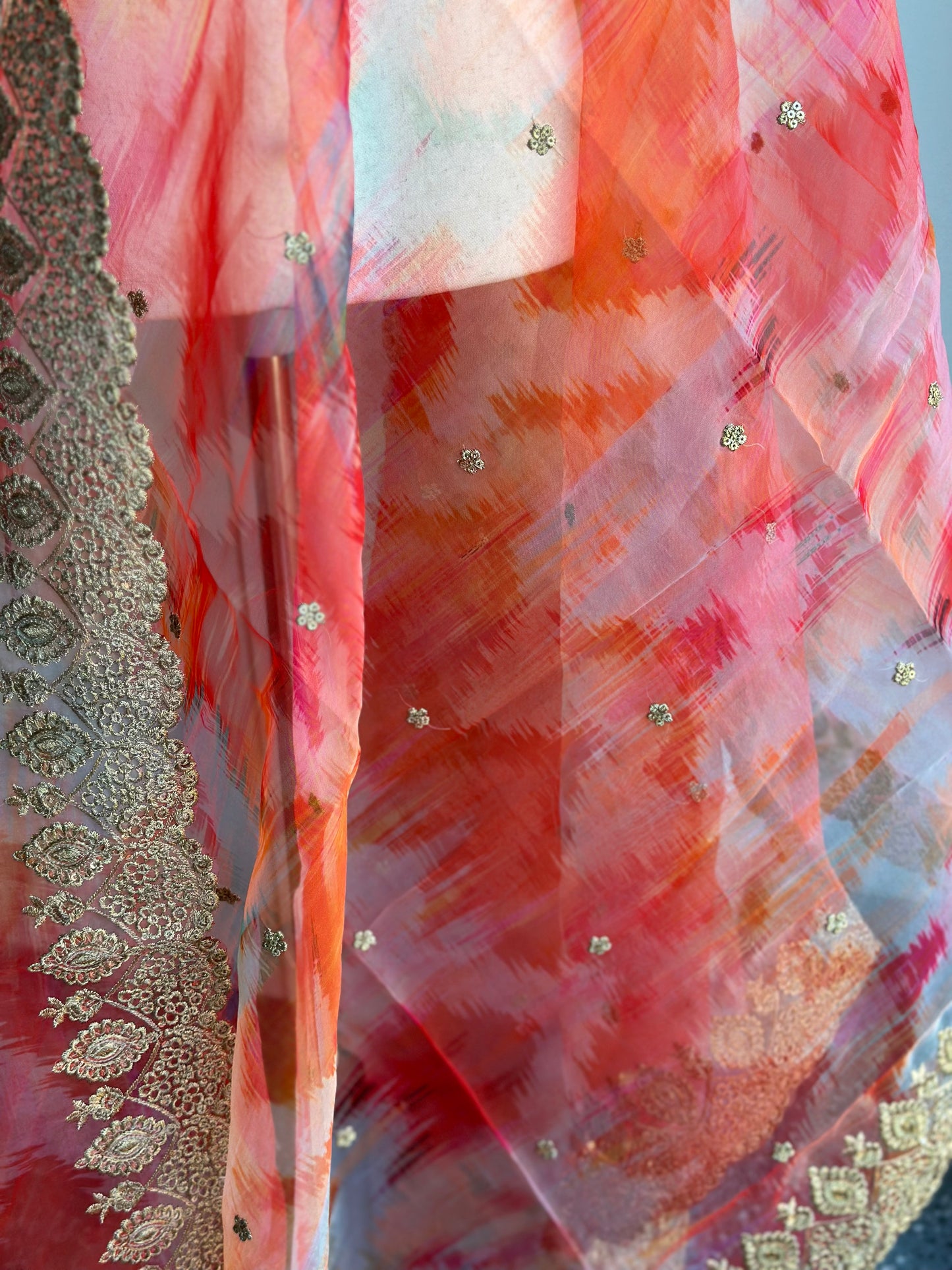 Organza Cutwork Border Dupatta | Partywear  Dupatta
