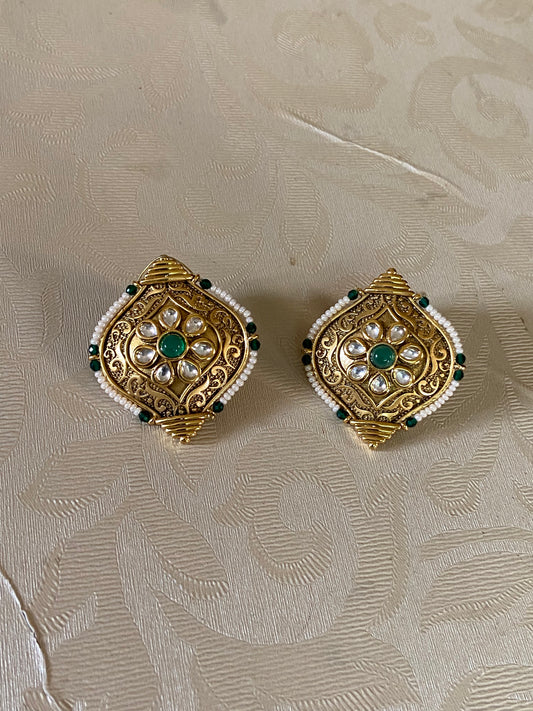 Designer Kundan Studs | Indian Earrings