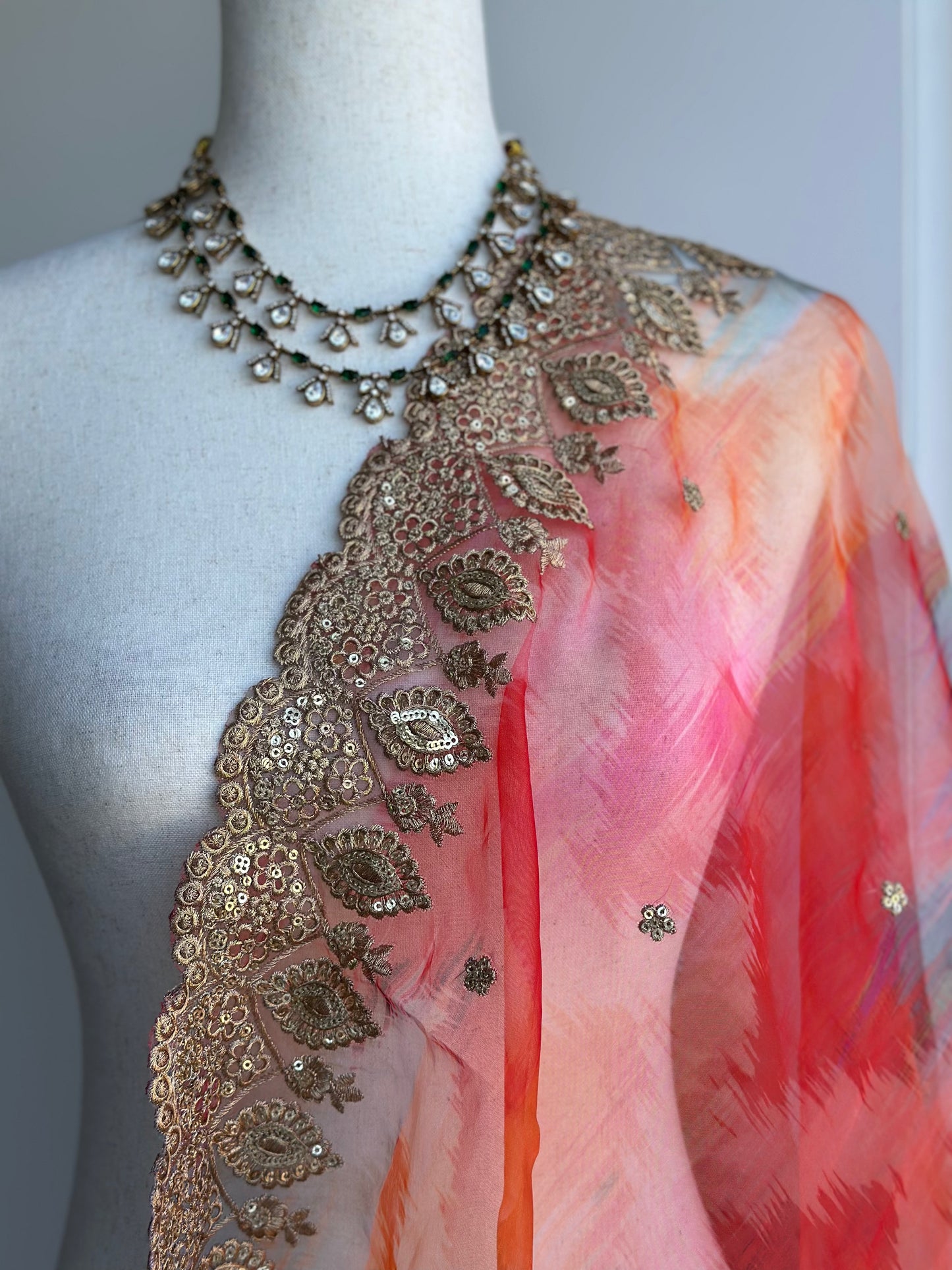 Organza Cutwork Border Dupatta | Partywear  Dupatta