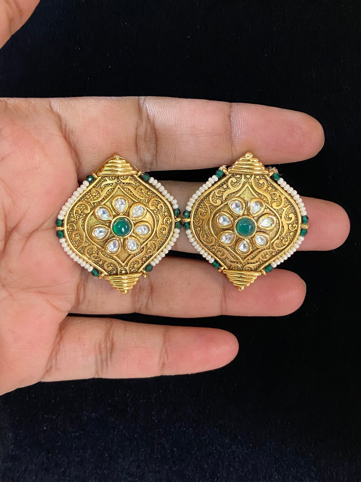 Designer Kundan Studs | Indian Earrings