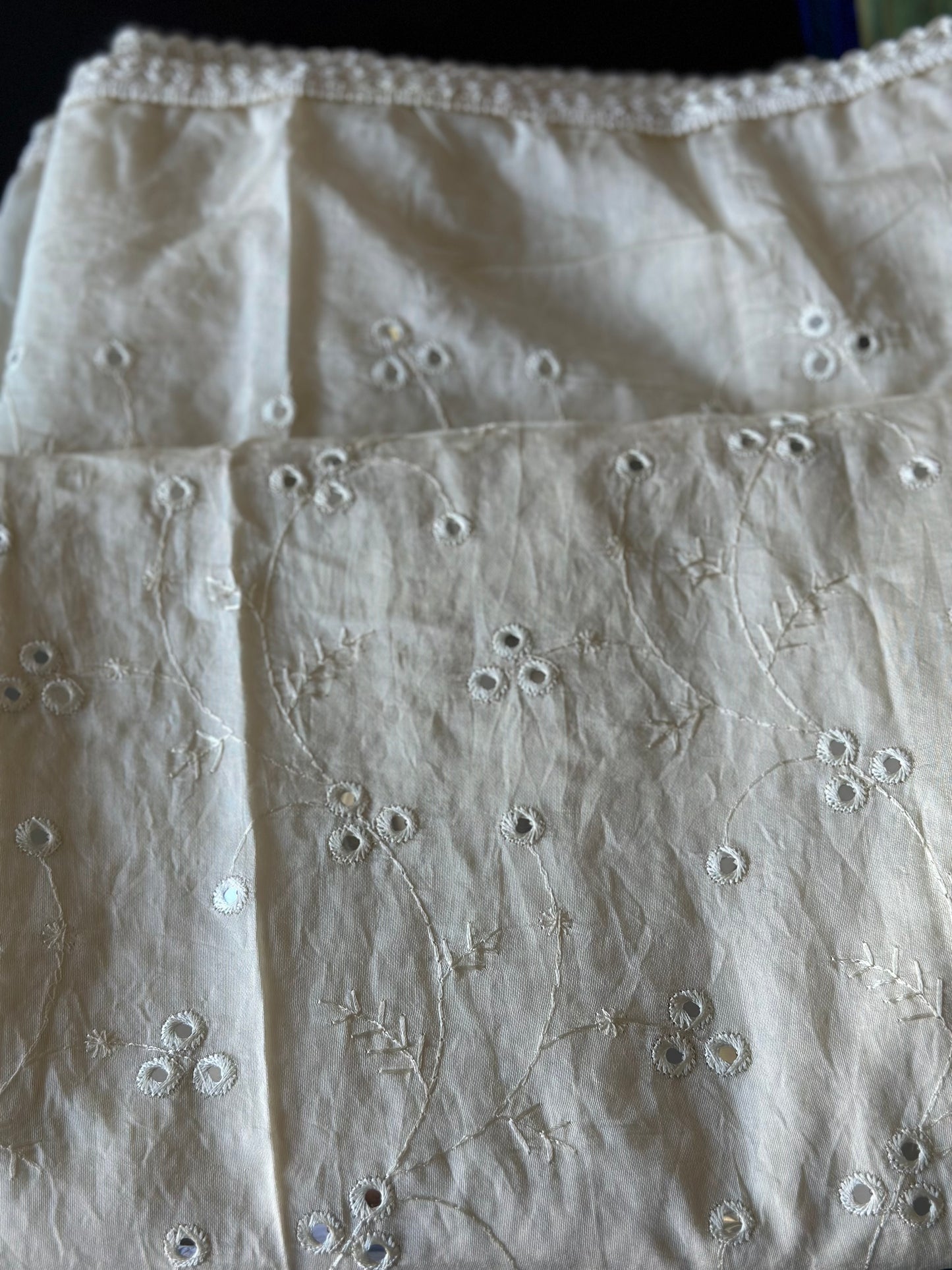 Chanderi  Cotton Mirror Work Dupatta | Embroidered Dupatta