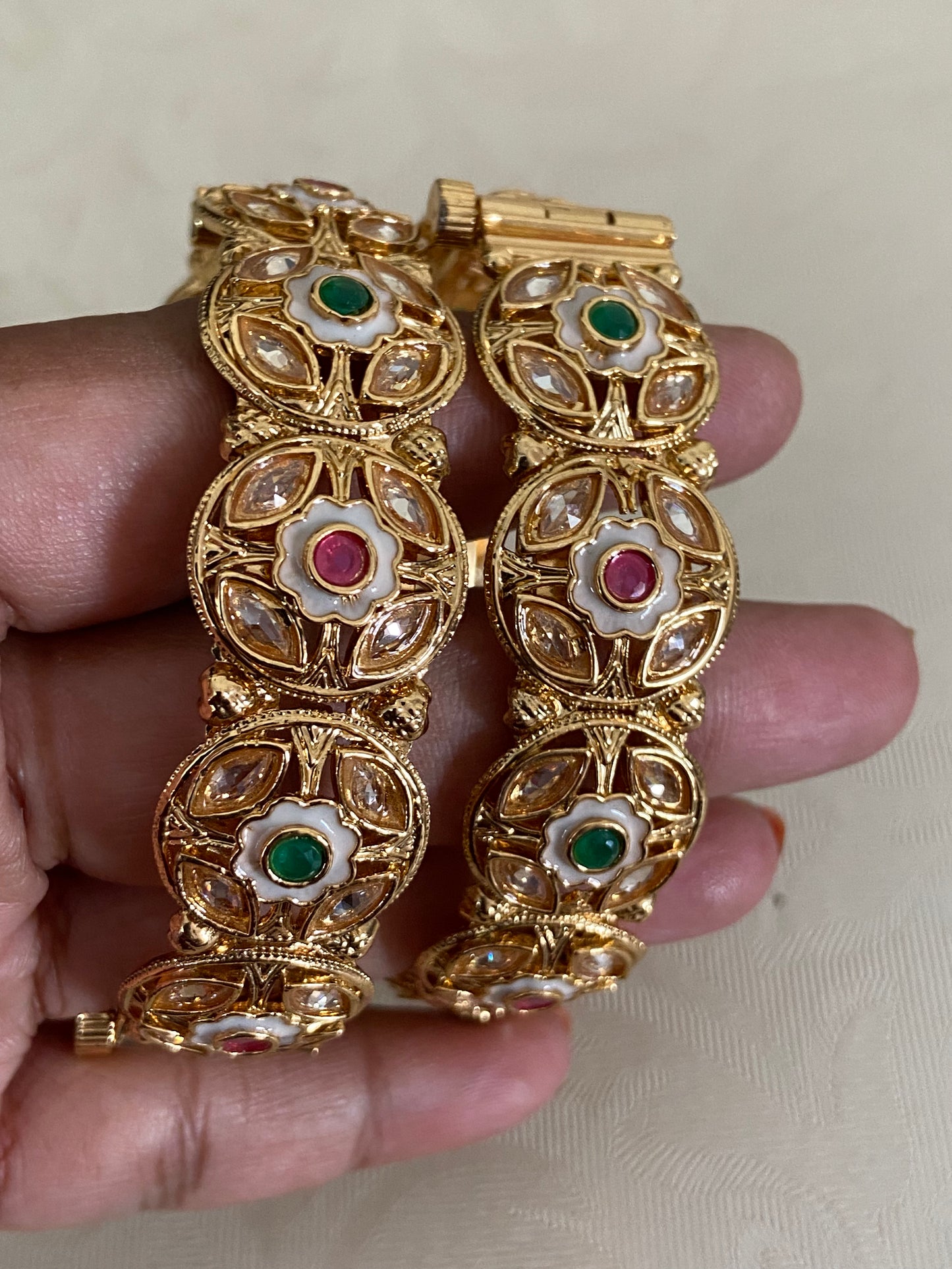Antique Polki Openable Bangles | Indian Traditional Bangles